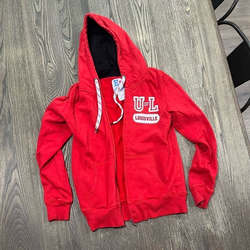 E5 College Classics Hoodie U Of L Louisville Cardinals Bling Red Size Small